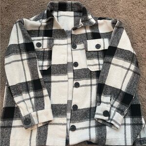 SHEIN Black and White Plaid Jacket